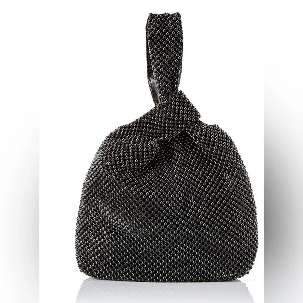 Jessica McClintock Logan Mesh Pouch Elegant Gold Beaded Formal Bag Small